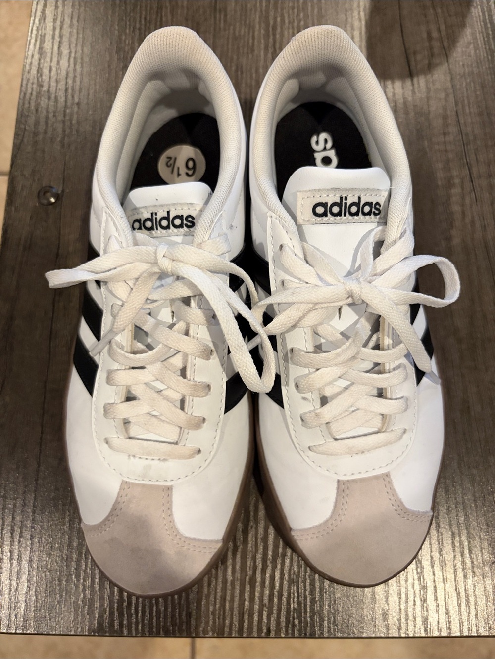 Adidas White and Black Classic Trainer Sneakers - Picture 2 of 5